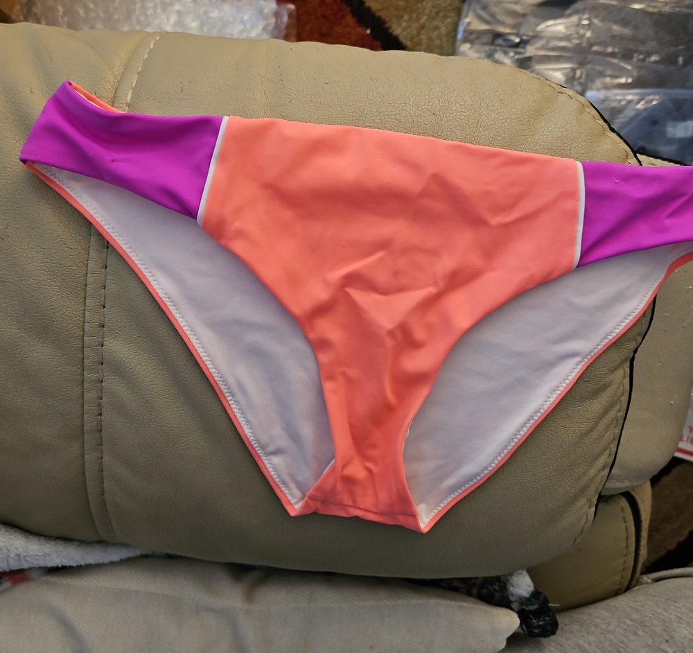Women's/Juniors PINK Victoria Secret Color Block Bikini Bottom SZ S NWOT